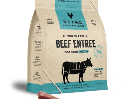 Vital Essentials Raw Frozen Beef Patties Dog Food 6lb on Sale