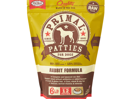 Primal Patties Rabbit Formula Frozen Raw Dog Food 6 lbs Discount