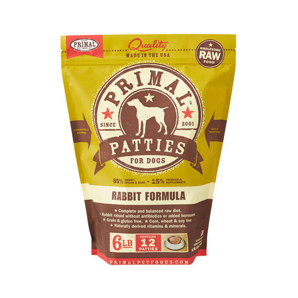 Primal Patties Rabbit Formula Frozen Raw Dog Food 6 lbs Discount