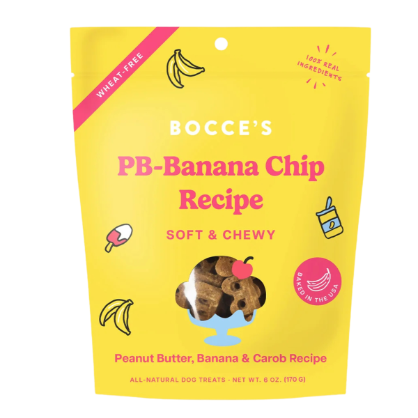 Bocce s Bakery Soft & Chewy PB-Banana Chip Dog Treats, 6 oz For Cheap