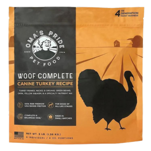 Oma s Pride Woof Complete Turkey Raw Frozen Dog Food For Cheap