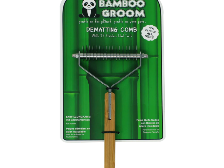 Bamboo Groom Dematting Comb with 17 Stainless Steel Teeth Online now