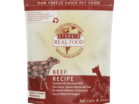 Steve s Real Food Freeze-Dried Raw Dog and Cat Food Nuggets Beef, 1.25 lbs For Sale