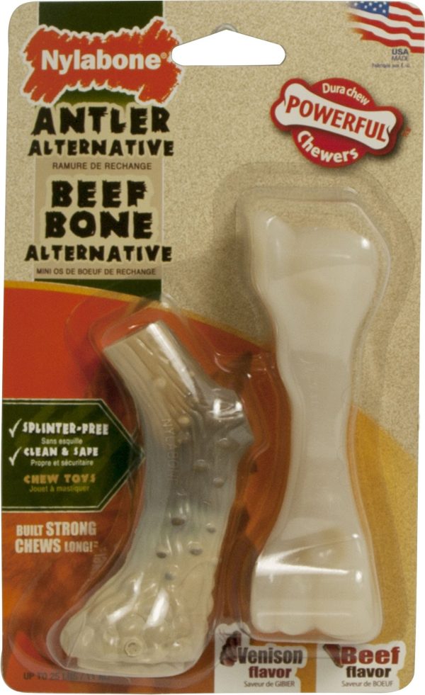 Nylabone Corp (bones) - Dura Chew Antler Alternative & Beef Bone Twin Pack Online now