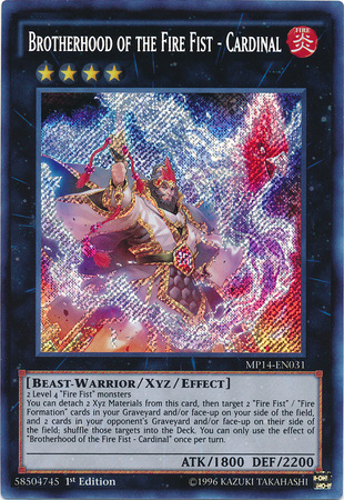 Brotherhood of the Fire Fist - Cardinal [MP14-EN031] Secret Rare Online