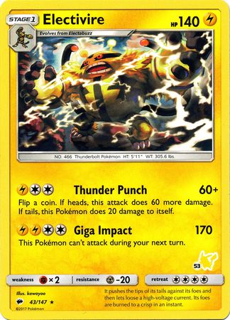 Electivire (43 147) (Pikachu Stamp #53) [Battle Academy 2020] For Sale